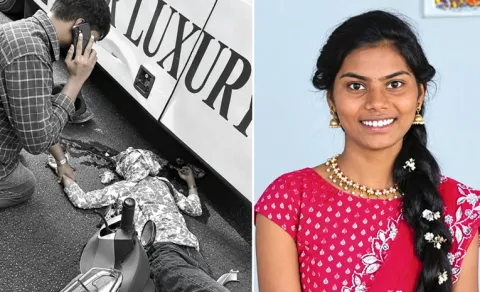 Road Incident In Hyderabad Newlywed Woman