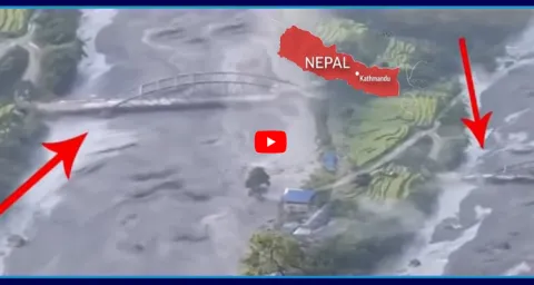 Homes And Bridges Swept Away As Fresh Floods Hit Nepal ‪ 1