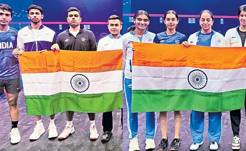Bronze medals for Indian teams in the squash team event