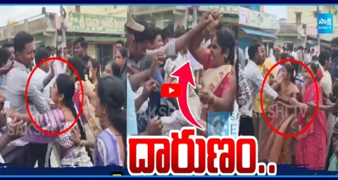 TDP Rowdies Attack On YSRCP Women Leaders Punganur 1