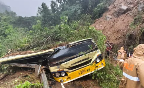 Heavy rains rock Tamil Nadu landslide falls onto a bus