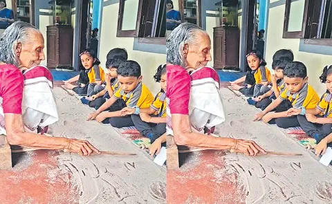 Kerala 85-year-old Indira Amma turns sand into a classroom8
