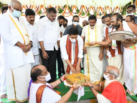 AP CM YS Jagan Held Bhoomi Pooja For Reconstruction of Temples Photo Gallery - Sakshi