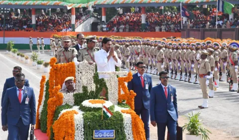 AP Government Awarded Service Medals on 77th Independence Celebrations in Vijayawada - Sakshi