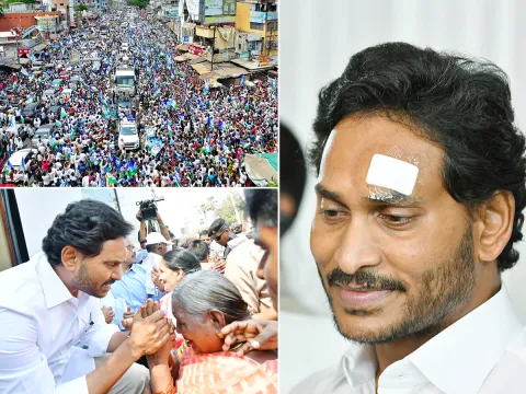 CM YS Jagan Resumes Bus Yatra After Stone Pelting Incident Photos