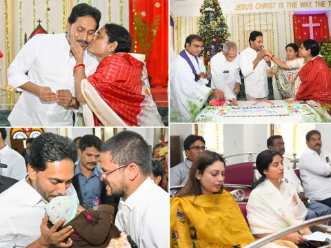 YS Jagan Christmas Celebration With YS Vijayamma at CSI Church Pulivendula
