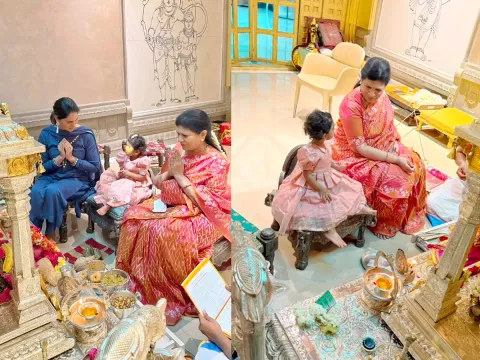 Ram Charans daughter Klin Kaara celebrates Ugadi with mom Upasana, grandma Surekha Photos