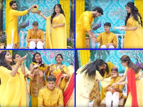 TV Actors Manjula Nirupam Son Dhoti Haldi Ceremony Photos