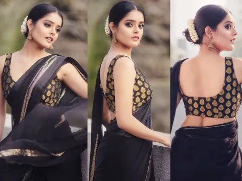 Riddhi Kumar Sizzles In Black Saree Photos