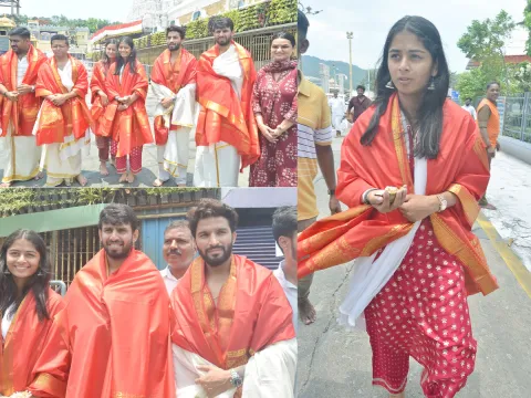 RCB stars Rajat Patidar, Jitesh Sharma, And Shreyanka Patil visited the Tirumala Photos1