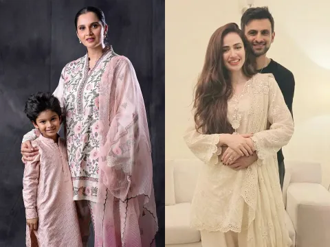 sania mirza With Son.. Shoaib Malik Celebrates Eid With Wife Sana javed Photos