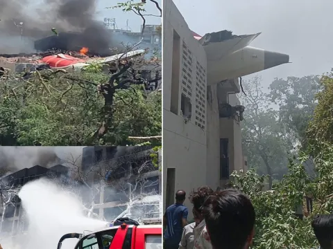 Air India Ahmedabad-London flight crashes near airport in Meghani area Photos1