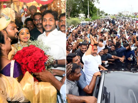 YS Jagan mohan reddy attends to wedding ceremony attracts crowds in Anantapur. photos1