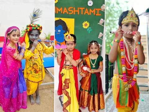 Janmashtami 2025: Beautiful Pics of Kids in Radha and Krishna Getup5