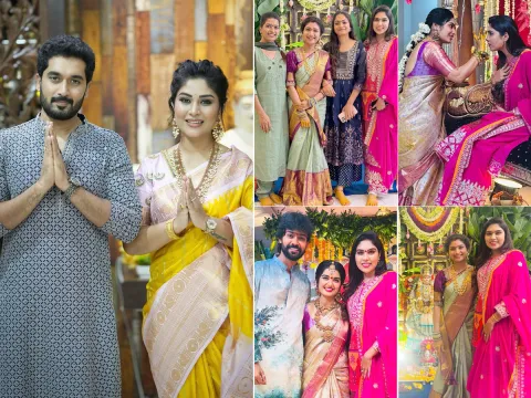 Telugu Serial Actresses Performed Sravana Sukravaram Pooja Photos1