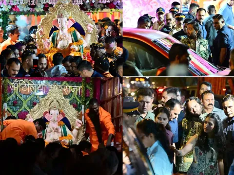 Anant Ambani, Radhika Merchant welcome Antilia Cha Raja Home for Ganesh Chaturthi Photos2