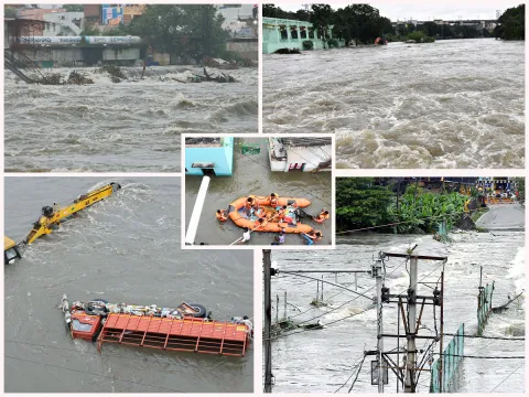 Heavy Flood Water Flow in Musi River due to Rains Photos9