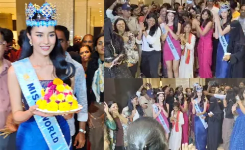 Miss World Opal Suchatha Chuangsri played Bathukamma Photos7