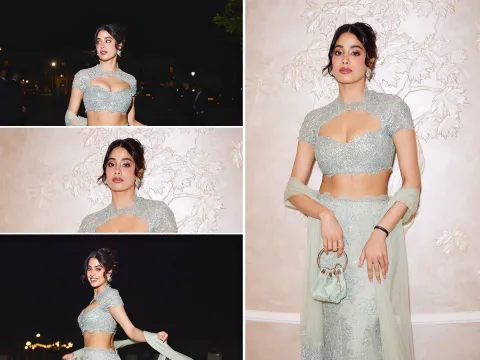 Janhvi Kapoor Fairytale Glamour In Sage-Green Manish Malhotra Couture