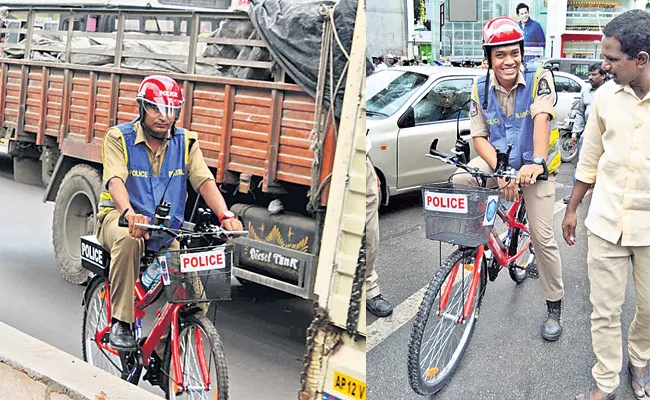 Police New Street Bicycle Petroling In Hyderabad - Sakshi