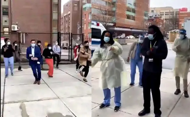 Corona Vaccine Arrival Boston Healthcare Workers Celebration - Sakshi