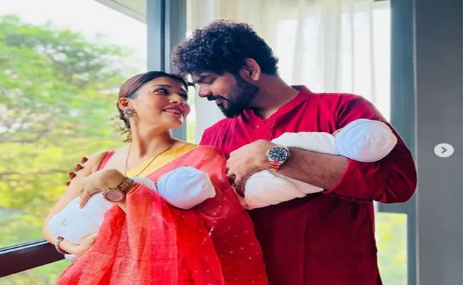 Nayanatara Vignesh Shivan Diwali Wishes With Their Twins - Sakshi