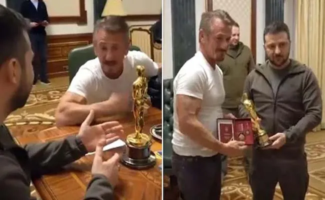 Hollywood Actor Sean Penn Gave his Oscars To Volodymyr Zelenskyy - Sakshi