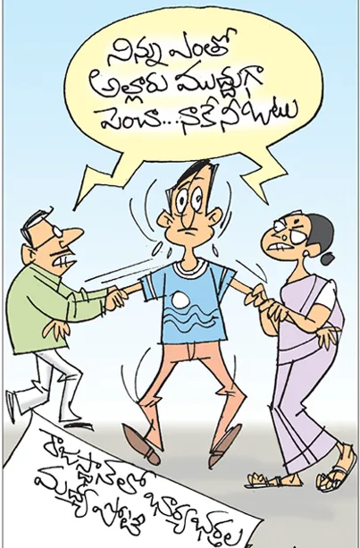 Sakshi Cartoon On Fight Between Wife And Husband In Rajasthan