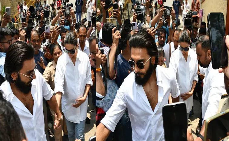 Deepika Padukone cradles baby bump as she arrives to vote with husband Ranveer
