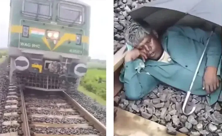 Train Halts For Man Sleeping Under Umbrella On Railway Track In UP