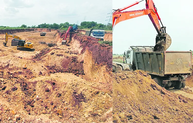 Scattered excavation of soil and gravel in Guduru Division