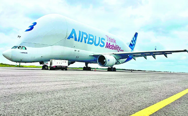 airbus beluga worlds largest cargo plane lands in hyderabad for third time