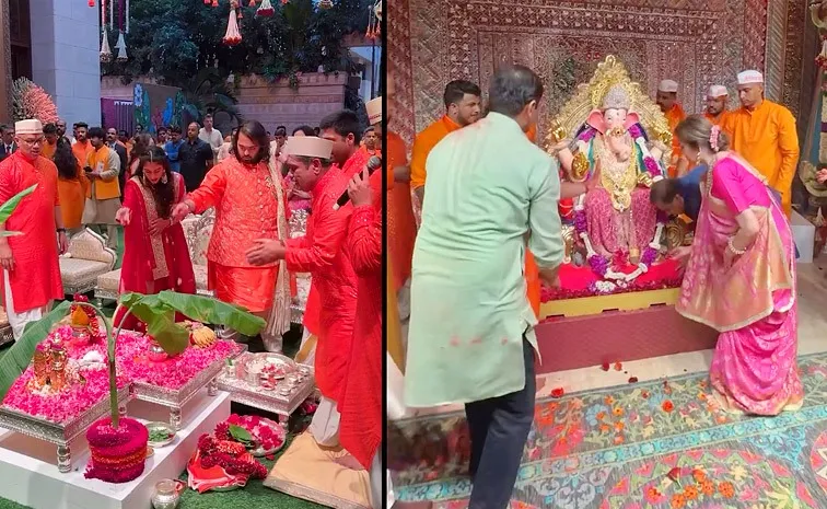 Ambani family joins Antillia Cha Raja immersion procession 