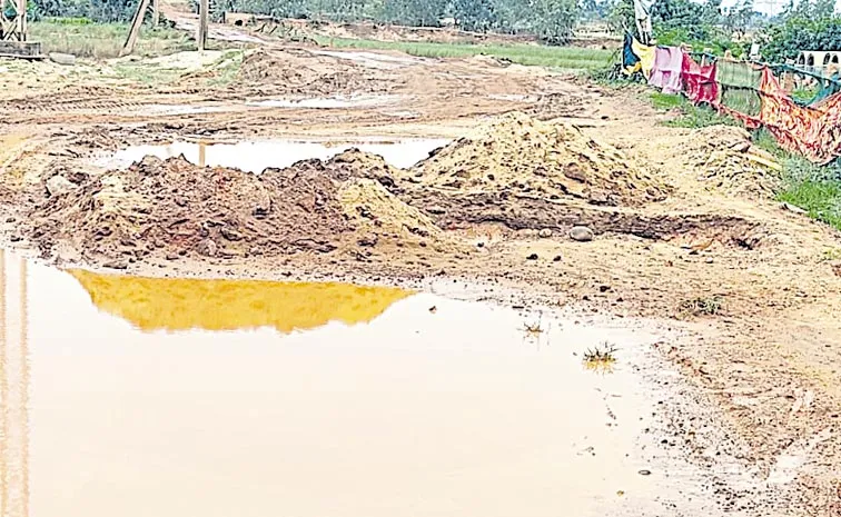 Road dug between two villages: Tirupati Dist