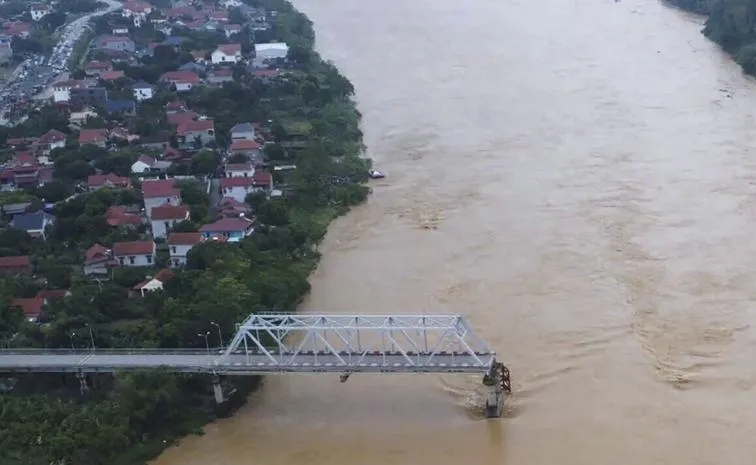 Bridge Collapsed On Vietnam's Red River