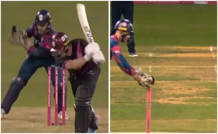 A No Ball In Vitality Blast Because The Wicket Keeper Gloves Are In Front Of Stumps