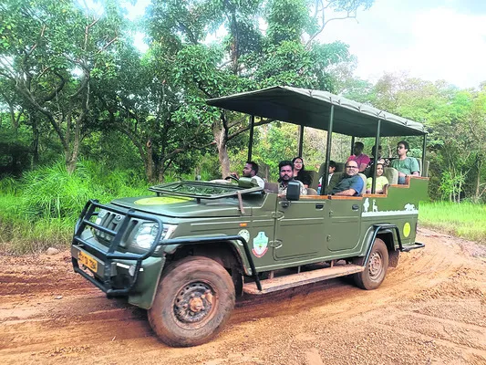 నల్లమలలోని టైగర్ సఫారీ వాహనం
