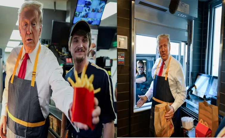 Donald Trump Makes Fries At McDonald A Jibe At Kamala Harris