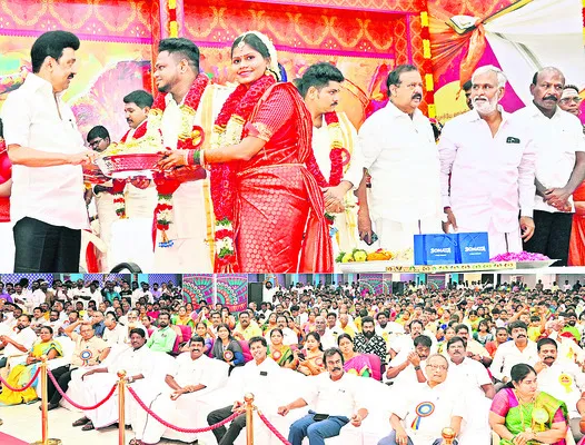 నవ జంటకు సీఎం స్టాలిన్‌ ఆశీర్వాదం, హాజరైన ఆహుతులు