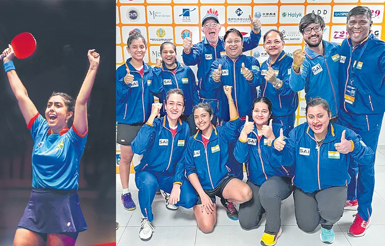 Indian womens team in the semi finals of the Asia TT Championship