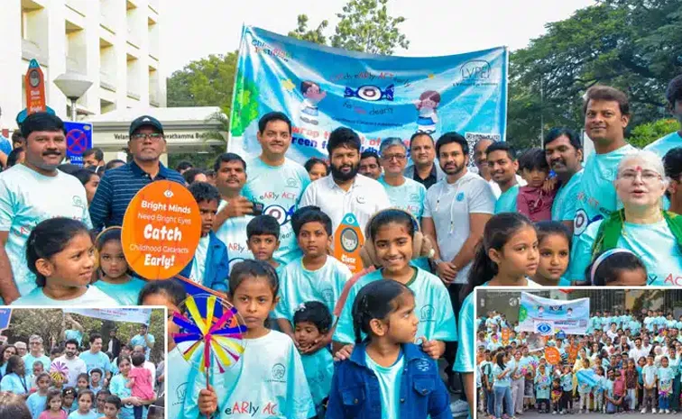 Children Eye Care Week Music Director Tthman at L V Prasad Eye Institute Awareness Walk