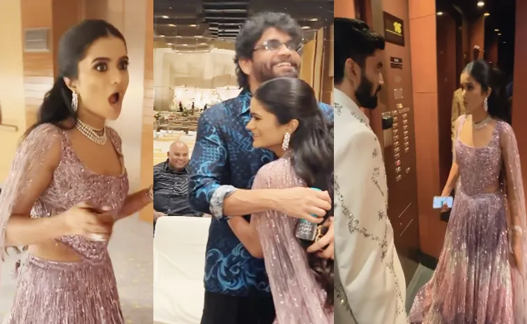 Srikanth Kidambi Holds Up Shravya Lehenga As she Runs to meet Nagarjuna