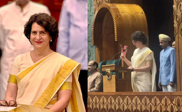 Priyanka Gandhi Wore Kasavu Saree For Her Oath as Lok Sabha MP