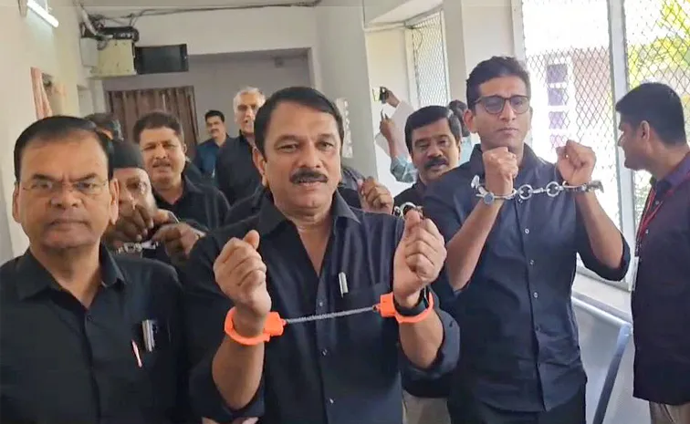 Brs Mlas Protest In The Assembly Wearing Black Clothes And Handcuffs