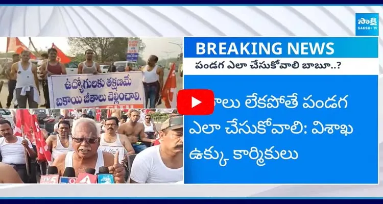 Vizag Steel Plant Workers Protest Against Chandrababu Govt