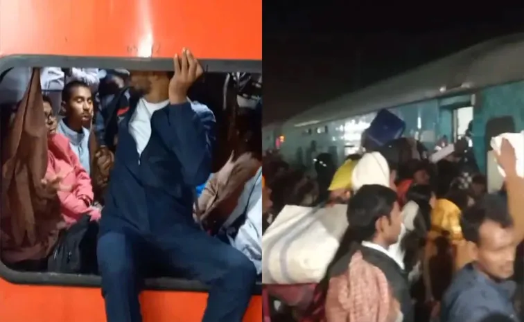 Huge Crowd at Bihar Railway Station to go to Mahakumbh Broke glass of Swatantrata Senani Express AC Coach