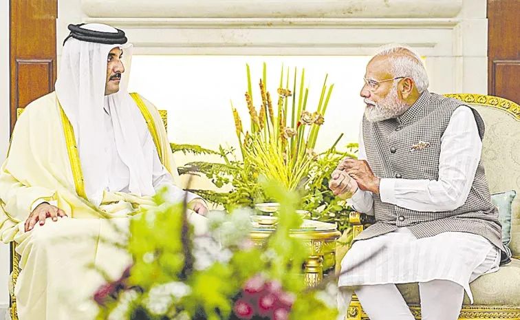 Qatar Emir Sheikh Tamim bin Hamad Al Thani meets PM Narendra Modi
