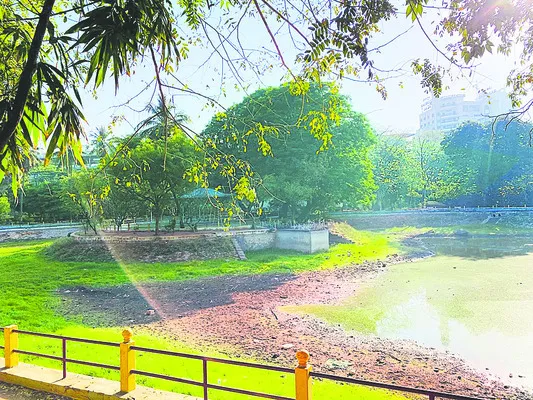 అడుగంటిన పబ్లిక్ గార్డెన్ చెరువు