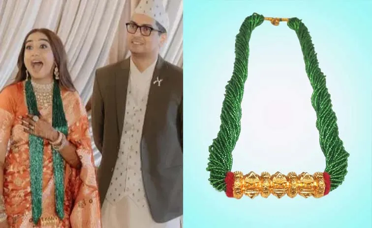 Tilhari Necklace Worn By Prajakta Koli At Her Wedding Reception