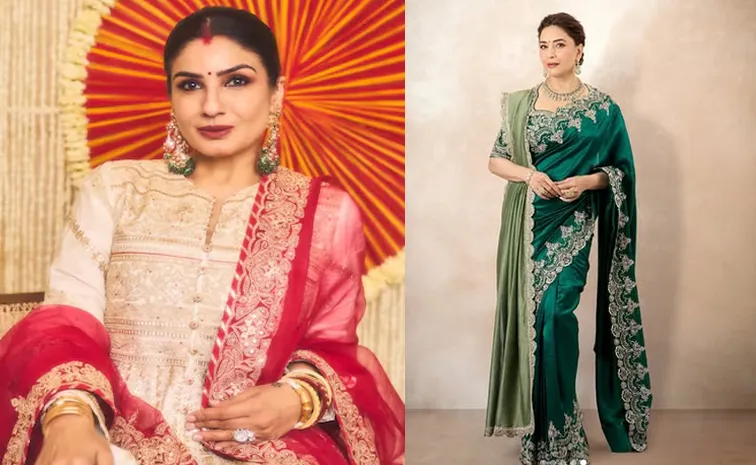 Holi 2025 Madhuri Dixit Raveena Tandon Paints colour this holi